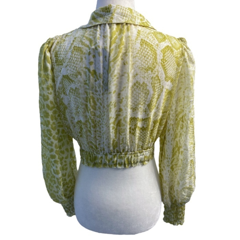 All Saints Clara Noche Snake Print Top Size 4 NWT Lime Green Cropped - Picture 9 of 17